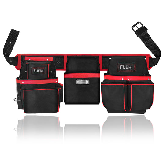 FUERI 23 Pockets Multipurpose Black Cordura Tool Pouches Combo Heavy Duty Nylon Tool Belt Tool Bag Tool Kit