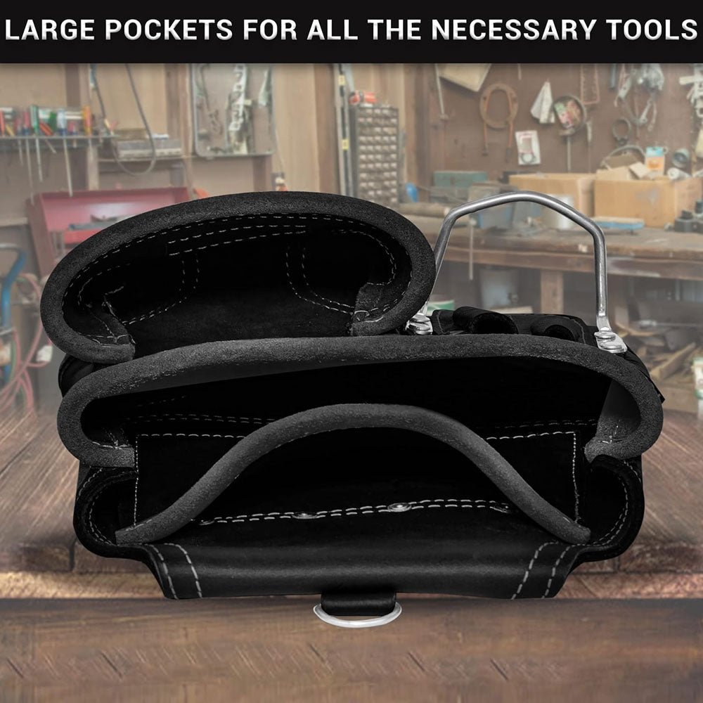 FUERI 6 Pockets Tool Belt Pouch for Electricians Carpenters. Upper inside view of the pouch