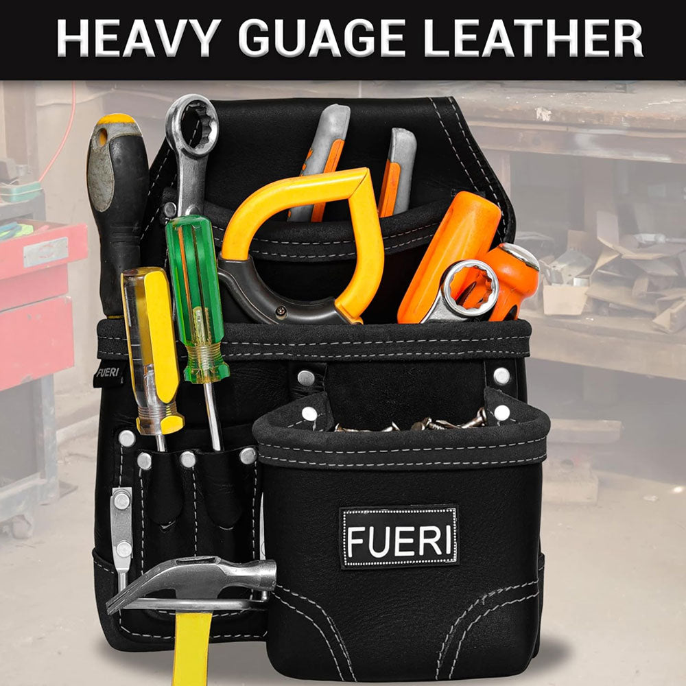 FUERI 6 Pockets Tool Belt Pouch for Electricians Carpenters. All pockets filled with tools