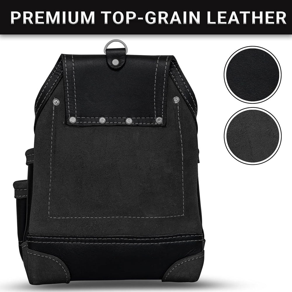 FUERI 6 Pockets Tool Belt Pouch for Electricians Carpenters. back side of pouch