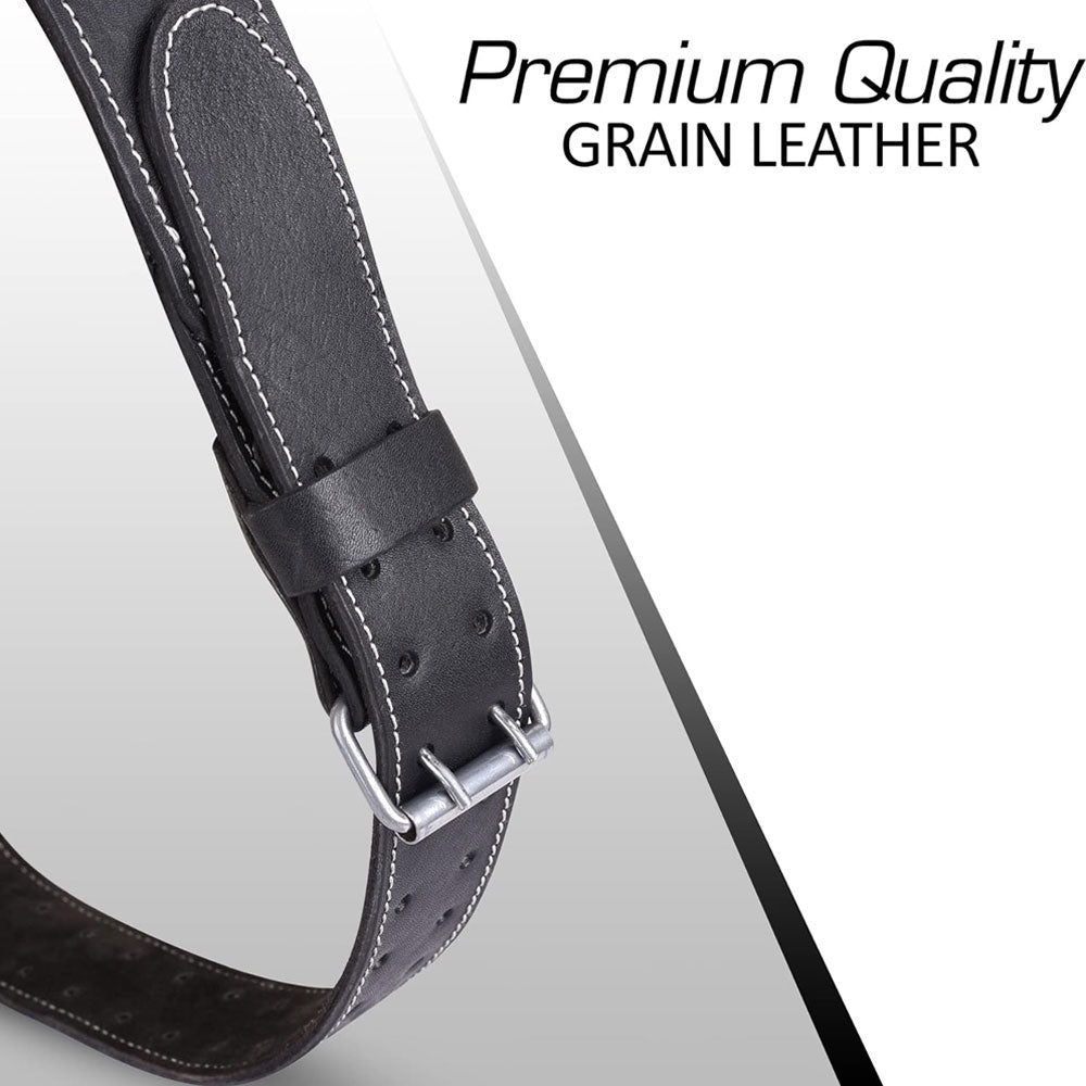 Premium quality grain leather tool belt 2 inches wide and 2.5 inches wide soft mesh padding in the middle