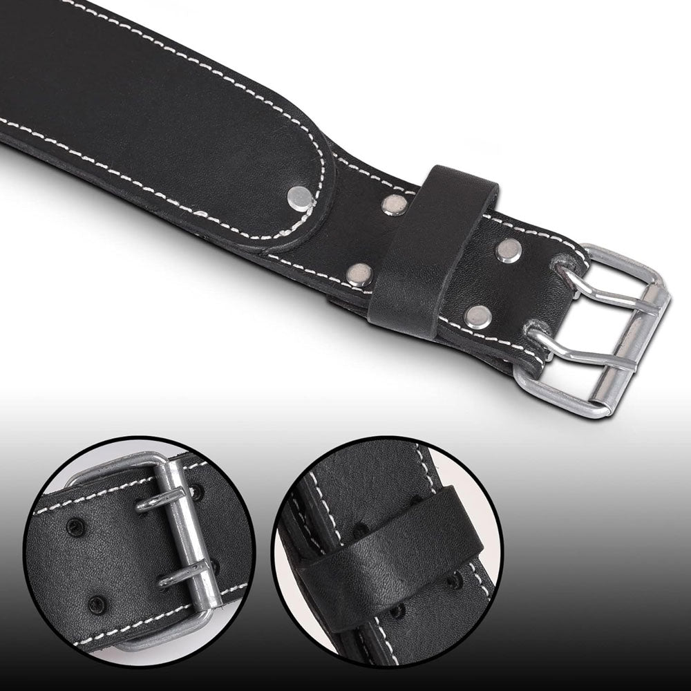 close ups of Buckle of Premium quality grain leather tool belt 2 inches wide and 2.5 inches wide soft mesh padding in the middle